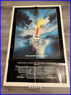 RARE Vtg Original Large Movie Poster 41x27 1978 Superman Reeve Sheet 78001