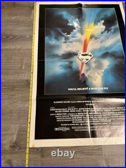 RARE Vtg Original Large Movie Poster 41x27 1978 Superman Reeve Sheet 78001