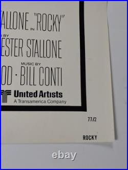 ROCKY (1977) Sylvester Stallone Original Movie Poster 27x40 Vintage Boxing 1976