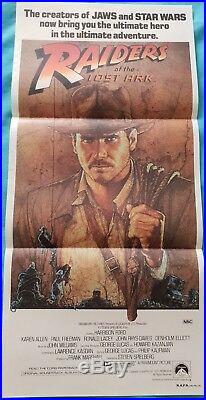 Raiders of the Lost Ark VINTAGE Australian Daybill Movie Poster 1981