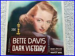 Rare Classic Vintage Original Movie Poster Dark Victory (1939) Bette Davis