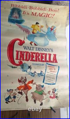 Rare Disney Cinderella 1965 Movie Poster Huge 5ft 60x40 Disneyana Vintage