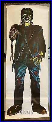 Rare Frankenstein Original Door Poster Vintage Horror Famous Monster 1960's