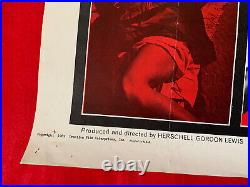 Rare Original 1967 A Taste Of Blood 1 Sheet Poster Signed Hershell Gordon Lewis