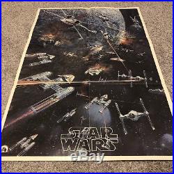 Rare STAR WARS Original 1977 Soundtrack Poster Death Star Millennium Falcon Vtg