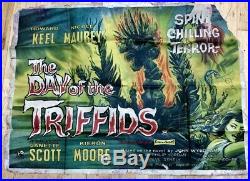 Rare Vintage 1962 DAY OF THE TRIFFIDS QUAD MOVIE POSTER 30x40 Horror Sci-Fi