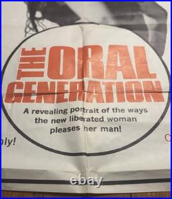 Rare Vintage 1970 THE ORAL GENERATION Movie Poster 27x41 Adult Film