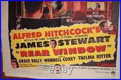 Rear Window Hitchcock Jimmy Stewart Original 1 Sheet Vintage Movie Poster 1962 R