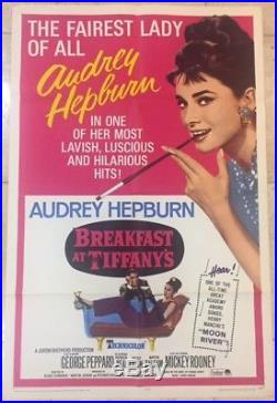Reduced! Breakfast At Tiffany's Vintage R65 One Sheet Poster Audrey Hepburn