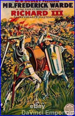 Richard III Vintage Fine Art Movie Poster Lithograph Frederick Warde Re Society