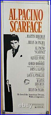 SCARFACE PACINO RARE ROLLED INSERT POSTER 14 x 36 ORIGINAL 1983 VINTAGE