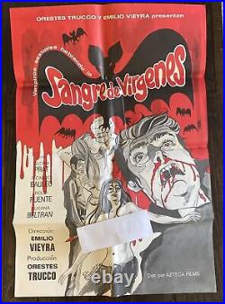 Sangre de Virgenes Vintage Movie Poster RARE Horror Cult Film Vampires