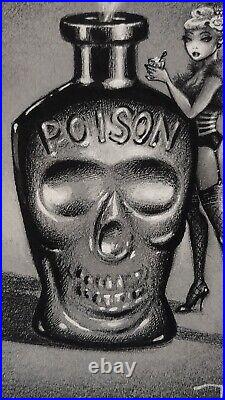 Signed Limited Edition Keith WEESNER Gilcee Print BEWARE Poison Bottle Pin-Up