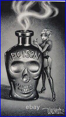 Signed Limited Edition Keith WEESNER Gilcee Print BEWARE Poison Bottle Pin-Up