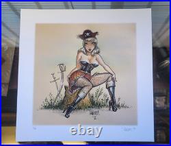 Signed Limited Edition Keith WEESNER Gilcee Print Sailor Beware Pirate Pin-Up