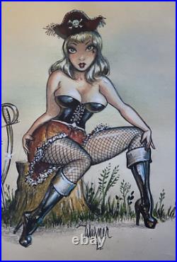 Signed Limited Edition Keith WEESNER Gilcee Print Sailor Beware Pirate Pin-Up