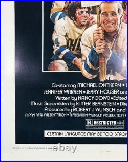 Slap Shot Movie by Craig Original 1977 Vintage Theater House Poster Linen Backed