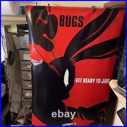 Space Jam 1996 Movie Theater Promo Vinyl Poster Red Black Bugs 47 x 72 Vintage