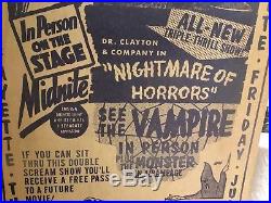 Spook Show Window Card Poster Vintage Original 17X 28 Large