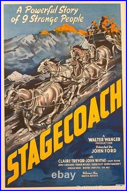 Stagecoach John Wayne Vintage Movie Poster Lithograph S2 Art