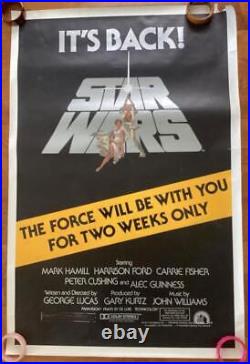 Star Wars A New Hope Original Vintage Rolled Reissue One Sheet Movie Poster