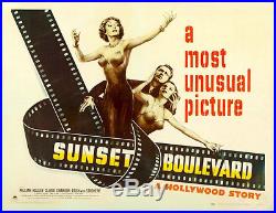 Sunset Boulevard Original Vintage Movie Poster Half Sheet Holden