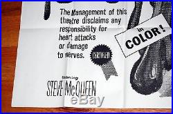 THE BLOB One Sheet Horror Movie Monster Cult Poster Steve McQueen 1970's Vintage