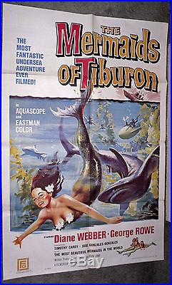 THE MERMAIDS OF TIBURON orig 1962 1sheet movie poster SCUBA DIVING/DIANE WEBBER
