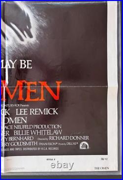 THE OMEN 1976 Original Vintage One Sheet Movie Poster 27x41 Richard Donner