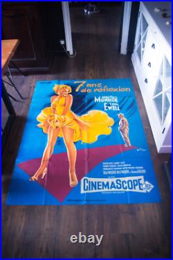 THE SEVEN YEAR ITCH Monroe French Grande Vintage Movie Poster Original R1965