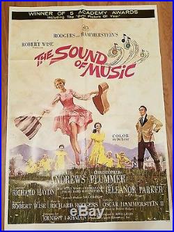 THE SOUND OF MUSIC 1965 VINTAGE ORIGINAL MOVIE POSTER MUSICAL ONE SHEET 27x41
