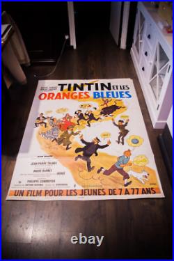 TINTIN THE BLUE ORANGES French Grande Vintage Movie Poster Original R1980
