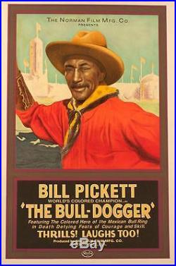 The Bull Dogger Vintage Movie Poster Lithograph Bill Pickett Hand Pulled S2 Art
