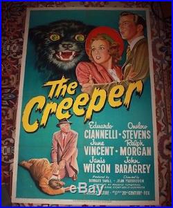 The Creeper 1948 1SH Movie Poster vintage original HORROR ART FELINE SEXY GIRL