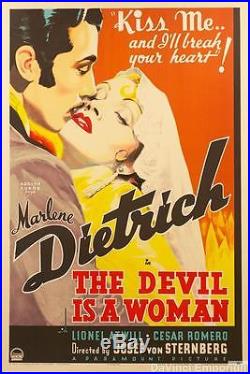 The Devil is a Woman Vintage Movie Poster Lithograph Marlene Dietrich S2 Art
