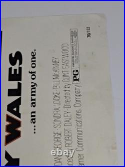 The Outlaw Josey Wales Clint Eastwood 1976 Original Vintage 27x41 Movie Poster