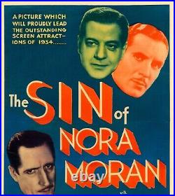 The Sin Of Nora Moran 1933 Insert 14x36 Vintage Original Classic Movie Poster