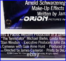 The Terminator Original 27x40 Vintage 1984 Movie Poster NSS No. 840129
