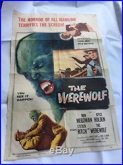 The Werewolf 1956 Original Movie Poster 41x27 Vintage Horror Megowan Ritch