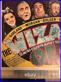 The Wizard of Oz (1939) Judy Garland Vintage Cardstock Movie Poster LITHO 28x20