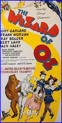 The Wizard of Oz 3 Sheet Vintage Movie Poster Lithograph Judy Garland COA S2 Art