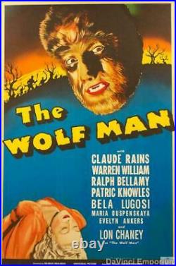 The Wolf Man Vintage Movie Poster Lithograph Lon Chaney Bela Lugosi S2 Art