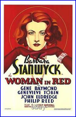The Woman in Red Vintage Movie Poster Lithograph Barbara Stanwyck Hand Pulled S2