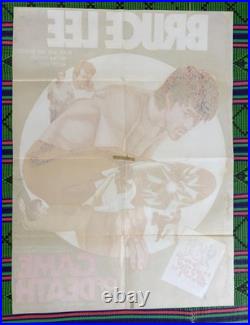 ULTRA RARE Vintage Game of Death 1978 Org Pakistani Poster Bruce Lee 29x39.5