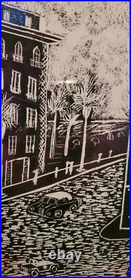 Unique! Vintage Framed CANNES POSTER Air France Advertisement Black and White