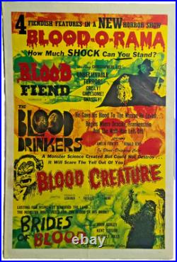 VINTAGE 1968 BLOOD-O-RAMA Horror Movie Poster One-Sheet 27x41 -RARE GRINDHOUSE