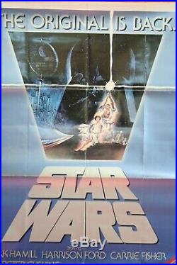 VINTAGE 1982 STAR WARS rerelease REVENGE of the Jedi original movie poster