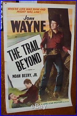 VINTAGE JOHN WAYNE Movie Theater THE TRAIL BEYOND COWBOY WESTERN POSTER