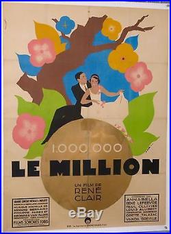 VINTAGE LITHO MOVIE POSTER Le MILLION by RENE CLAIR 1931 ANNABELLA RENE LEFBVRE