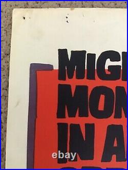 VINTAGE MOTHRA MOVIE POSTER 1962 MONSTER HORROR INSERT 14x36 ORIGINAL JAPANESE